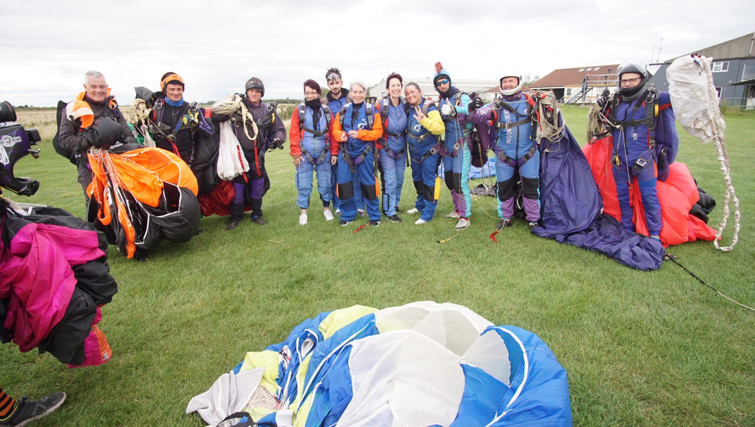 A group of family and friends at a memorial skydive